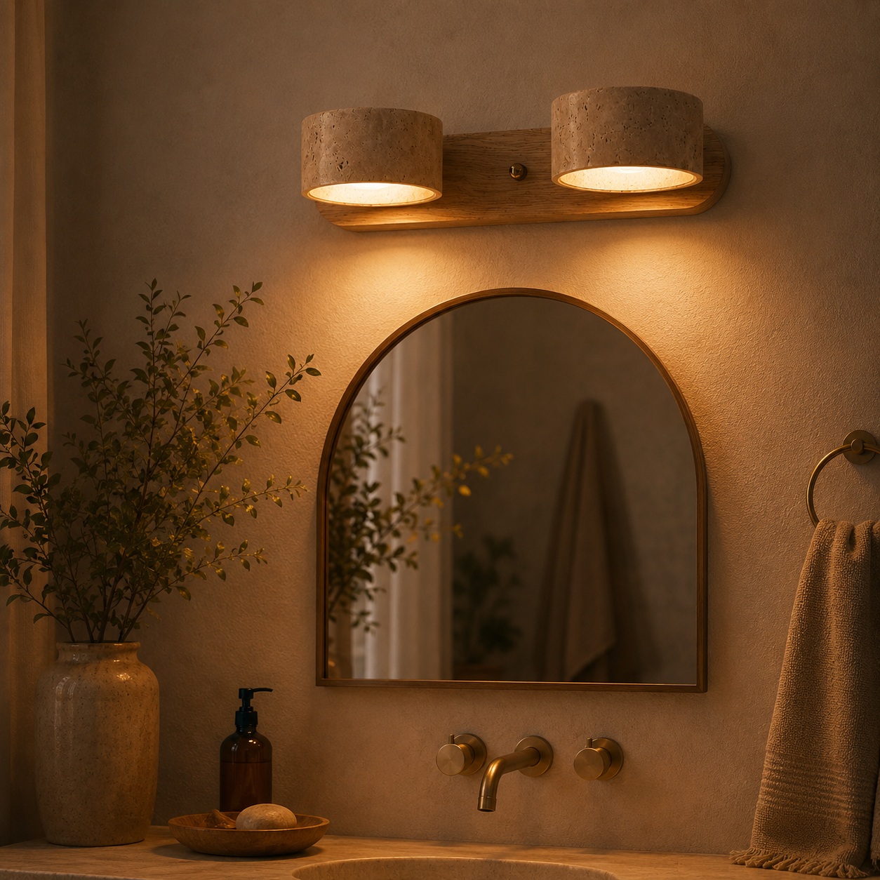 Akari Travertine Wall Sconce Light