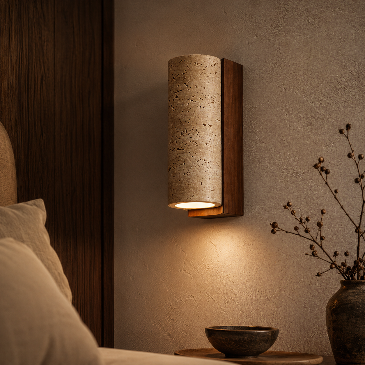 Liora Natural Travertine Wall Lamp