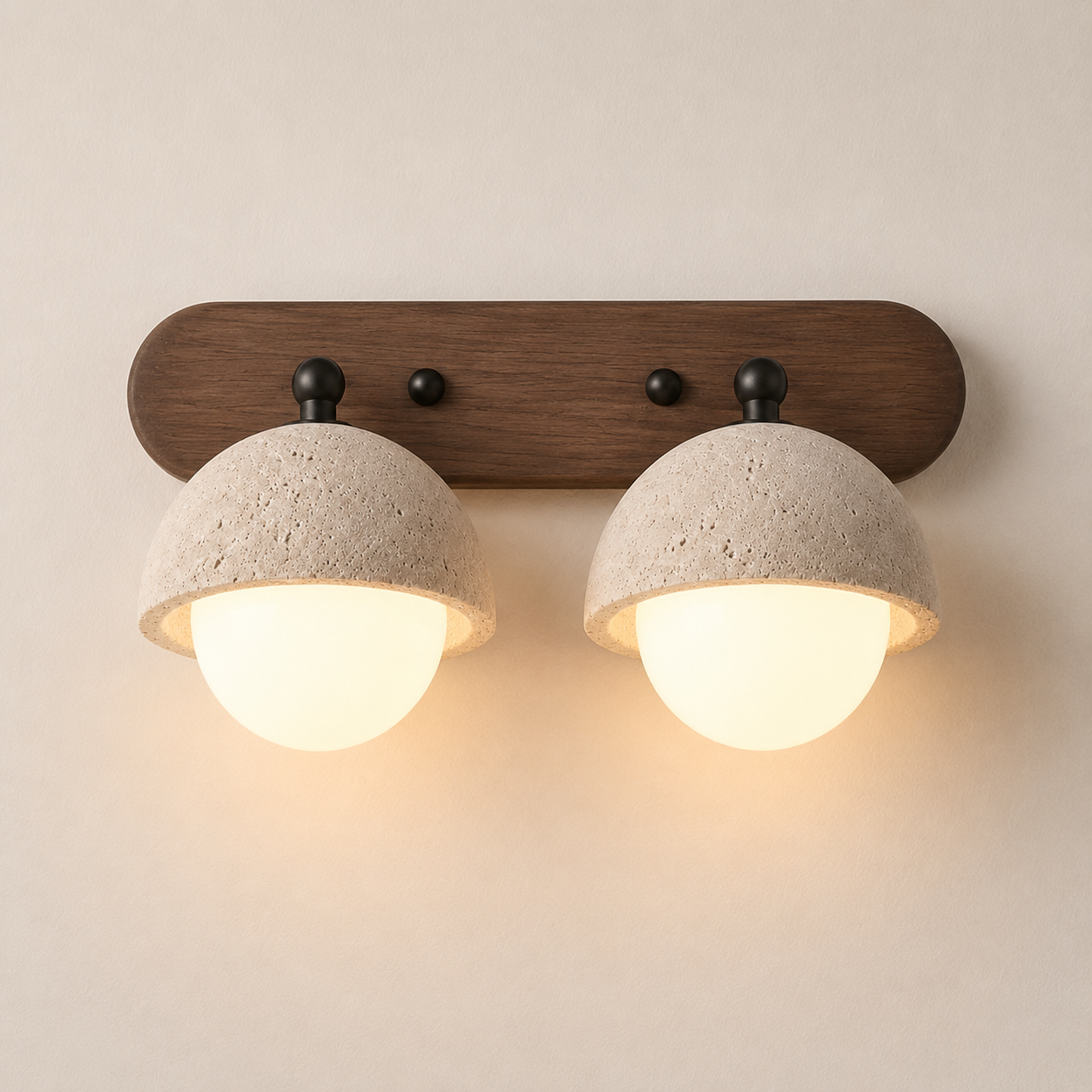 Naomi Travertine & Wood Wall Lamp
