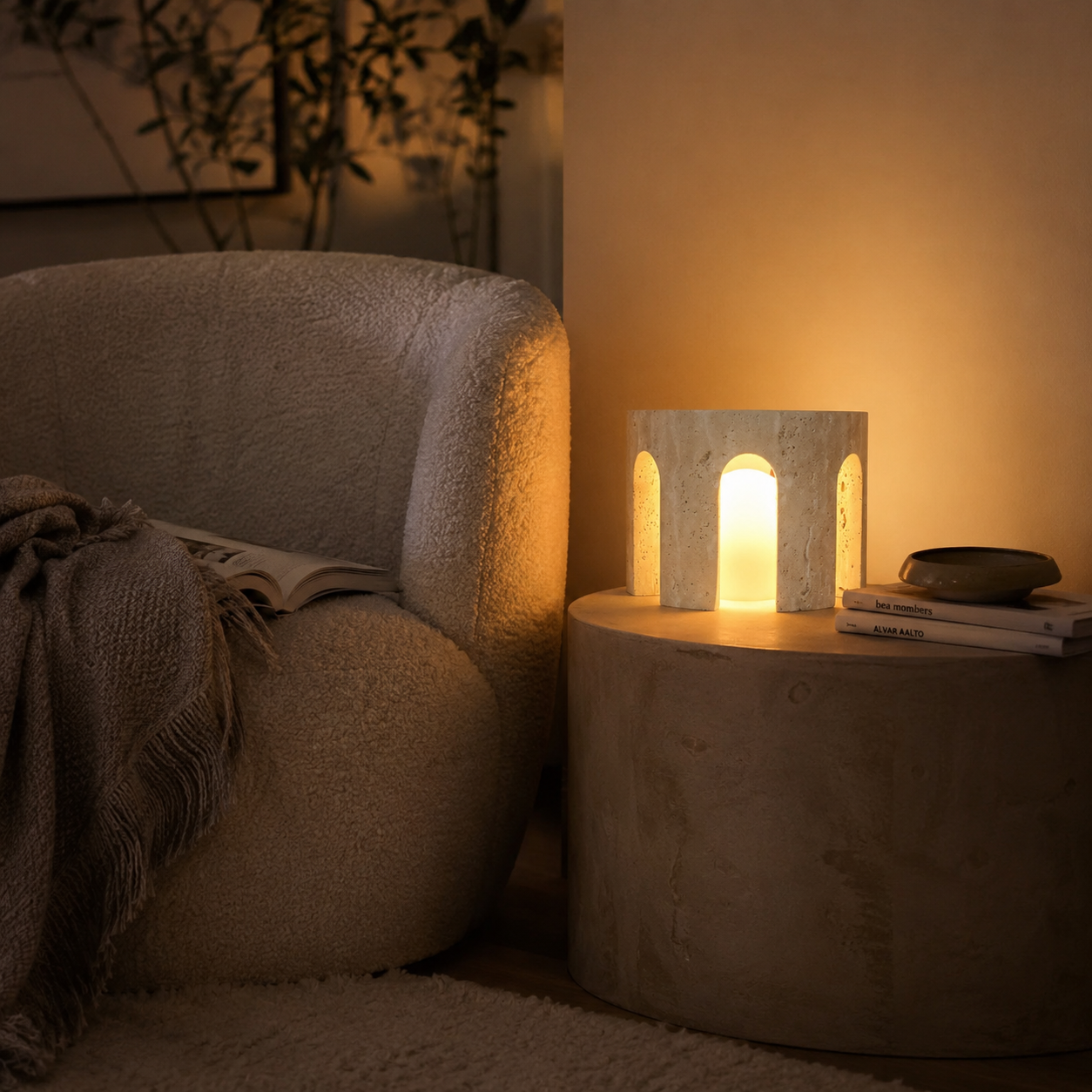 Mako Travertine Table Lamp