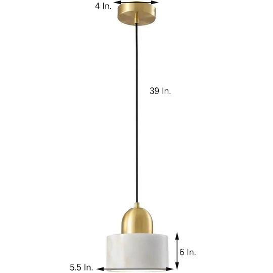 Aureon marble shade pendant light dimension and proportion reference shot
