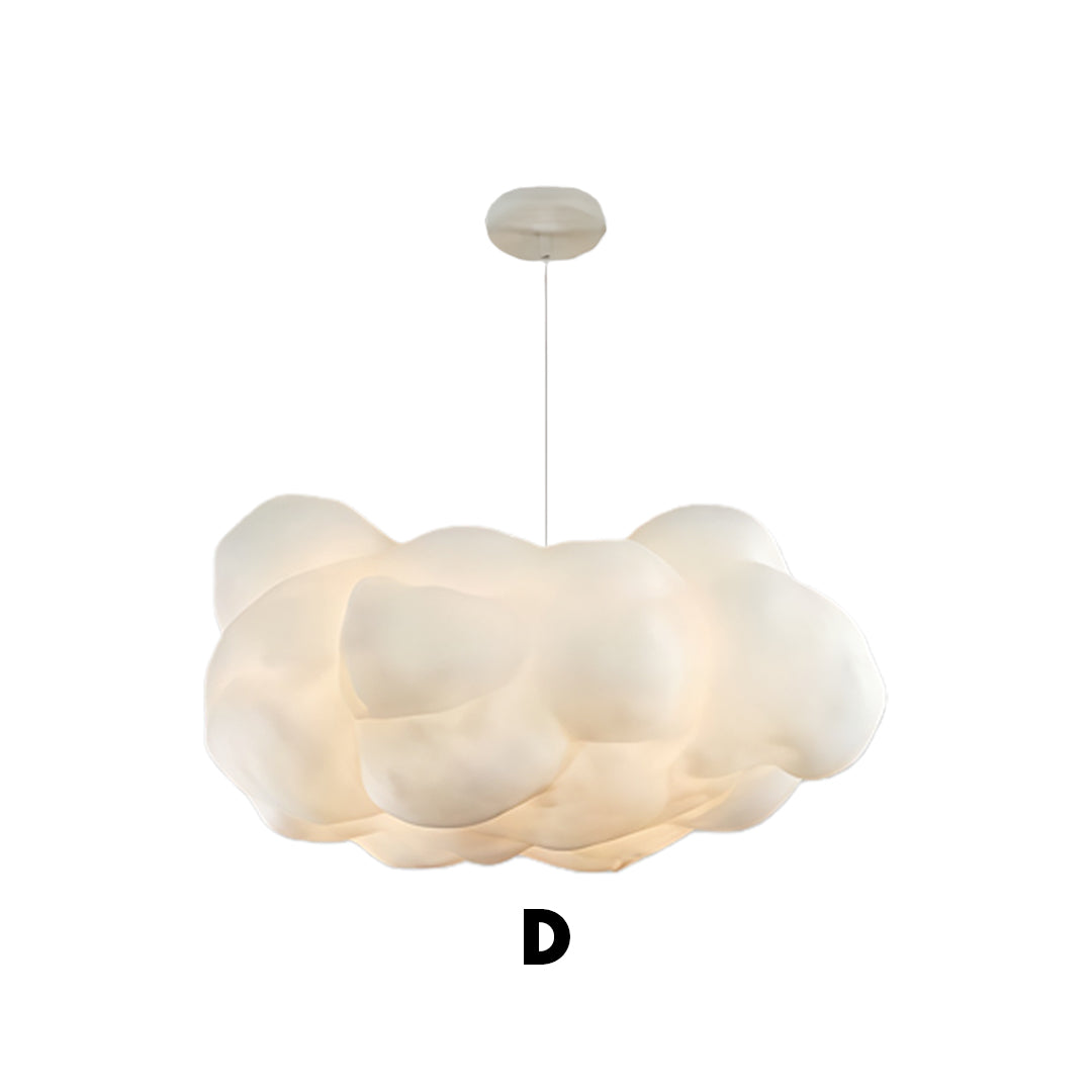 Aureon Cloud D pendant light style, white fabric cloud shade detail view