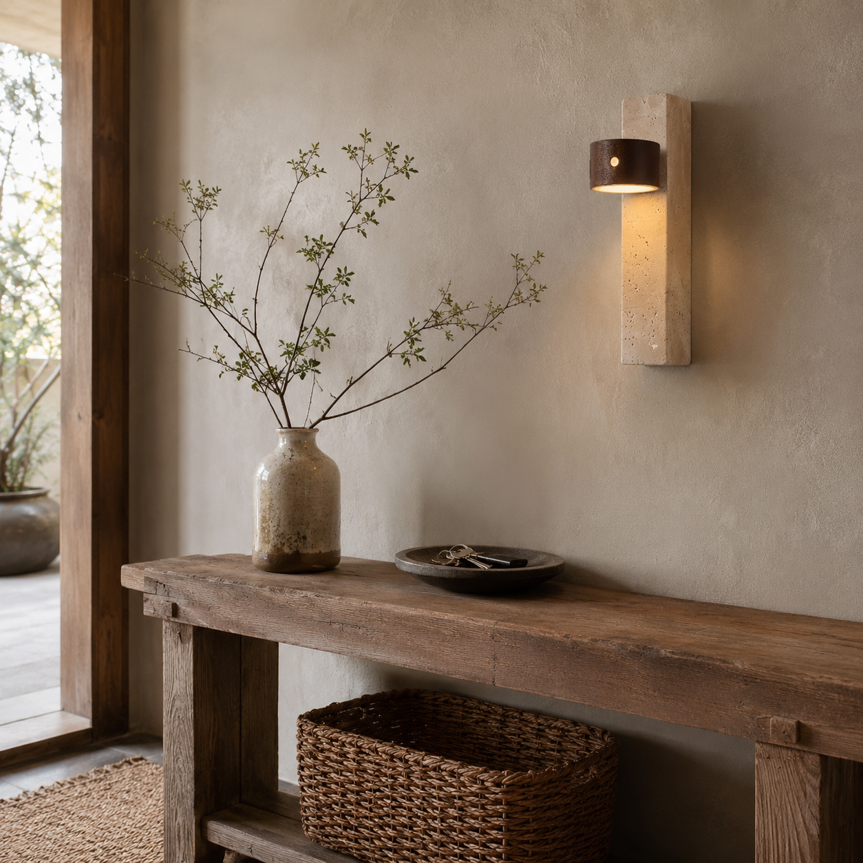 Yuva Travertine Rechargeable Wall Light