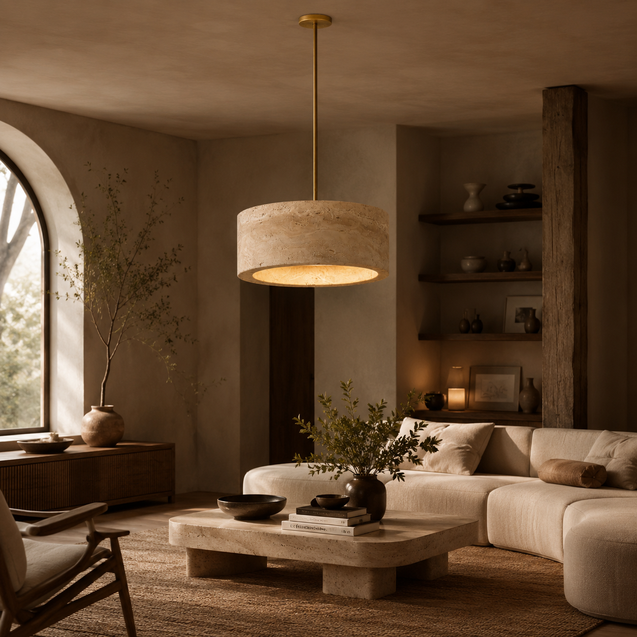 Renzo Travertine Cream Pendant Light
