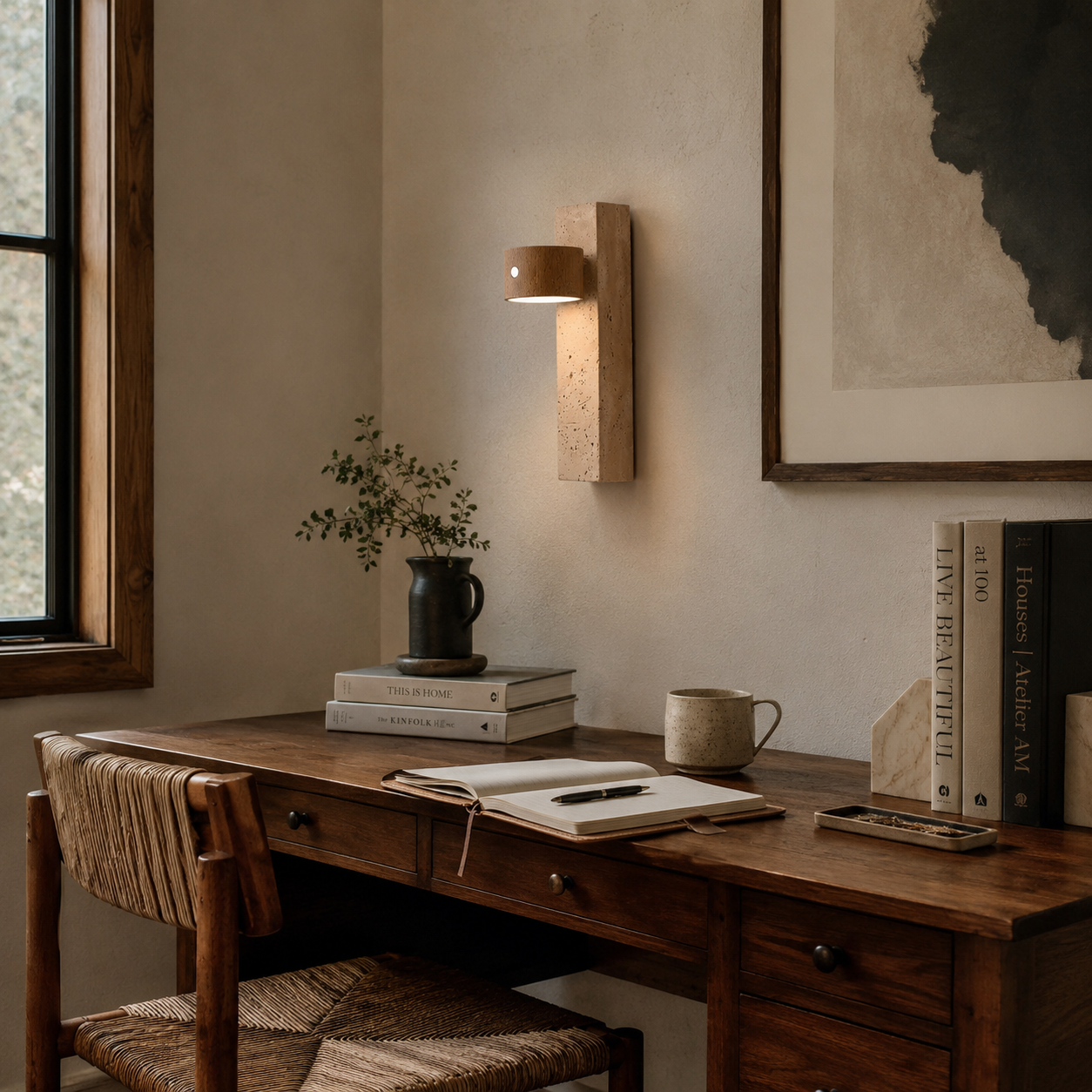 Yuva Travertine Rechargeable Wall Light