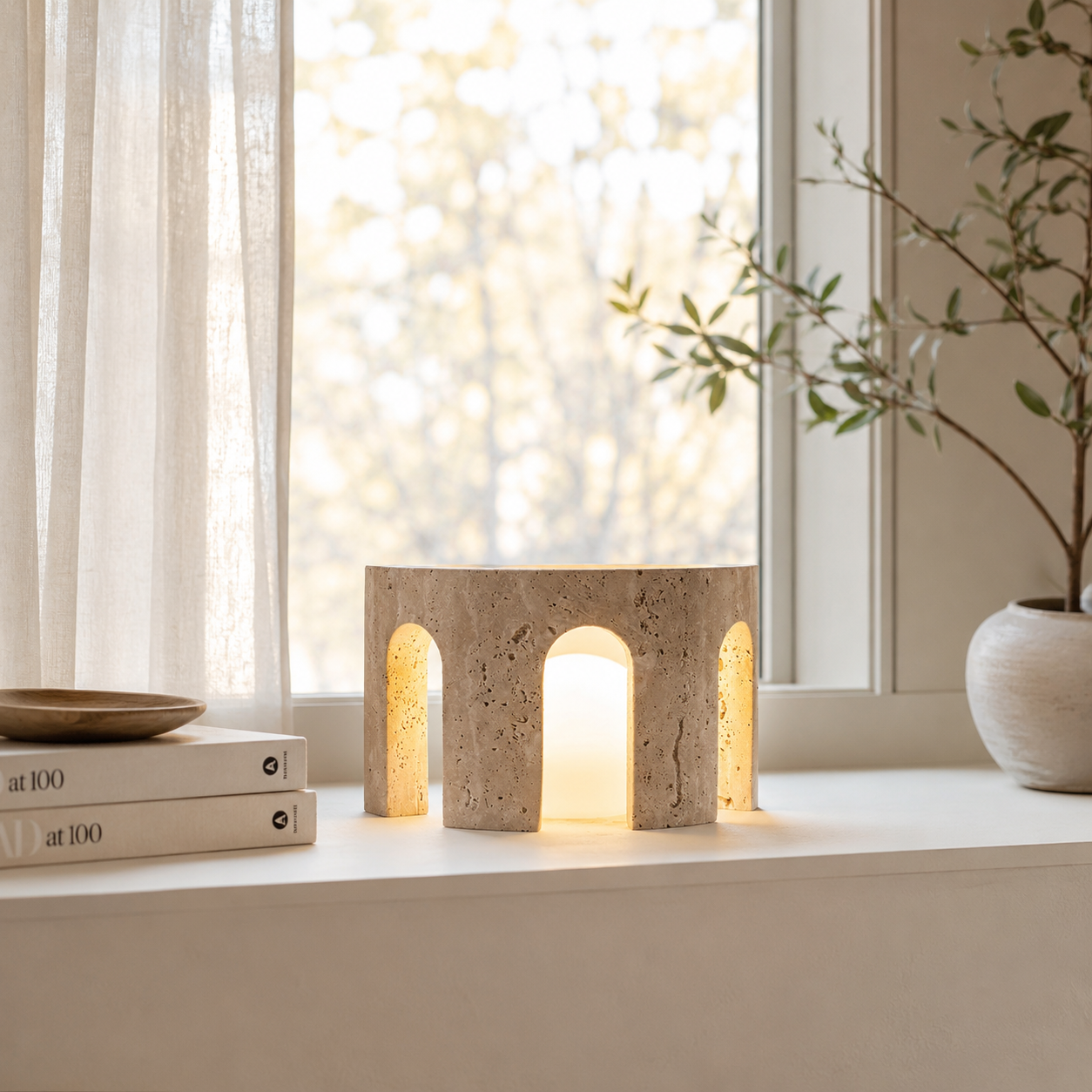 Mako Travertine Table Lamp