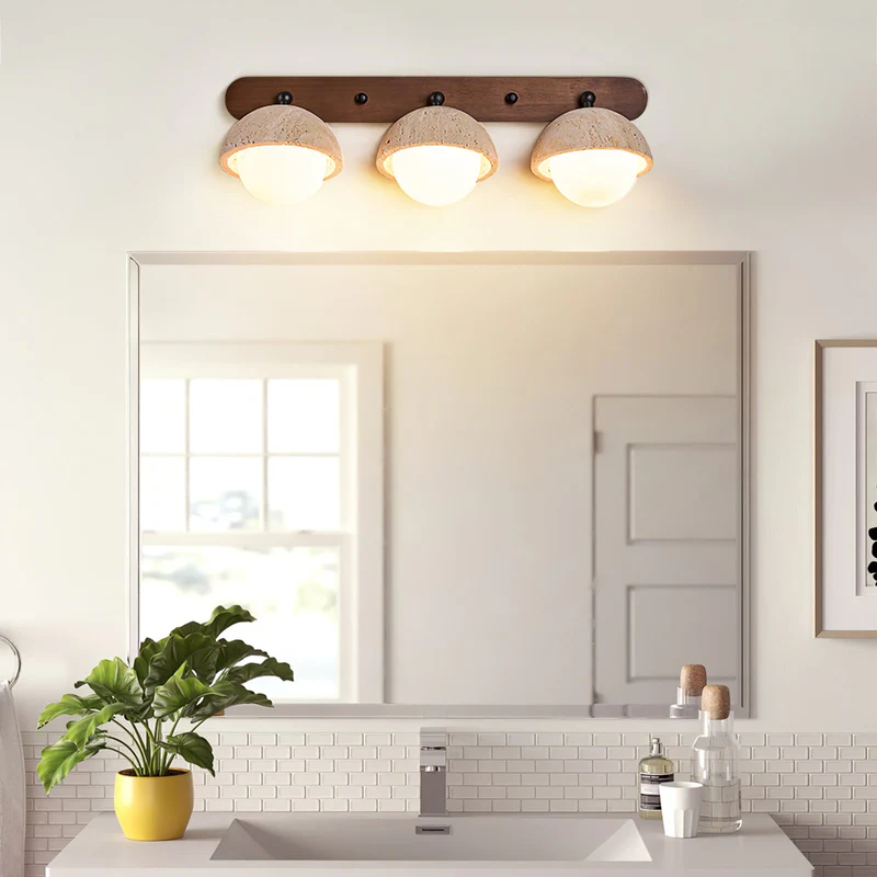 Naomi Travertine & Wood Wall Lamp