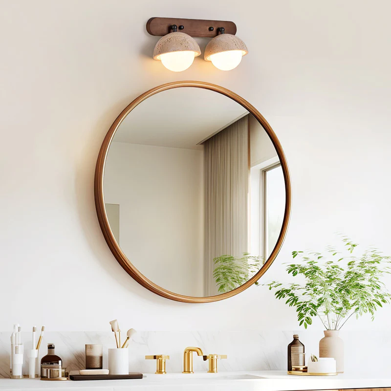 Naomi Travertine & Wood Wall Lamp