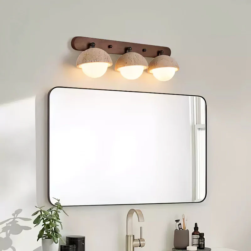 Naomi Travertine & Wood Wall Lamp