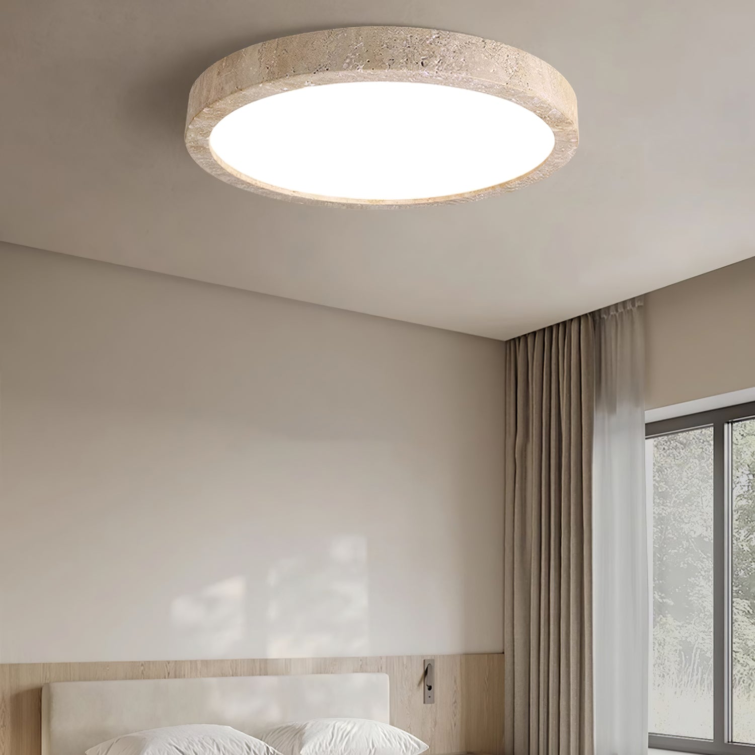 Aria Minimalist Travertine Ceiling Light