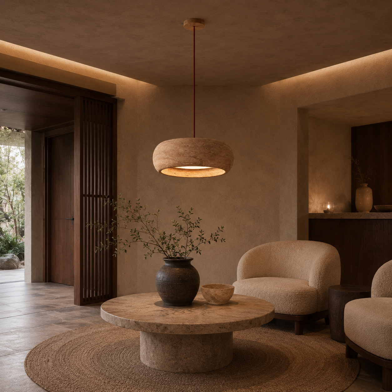 Renzo Travertine Cream Pendant Light