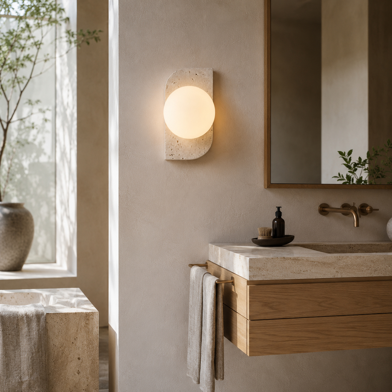 Serena Travertine Wall Lamp