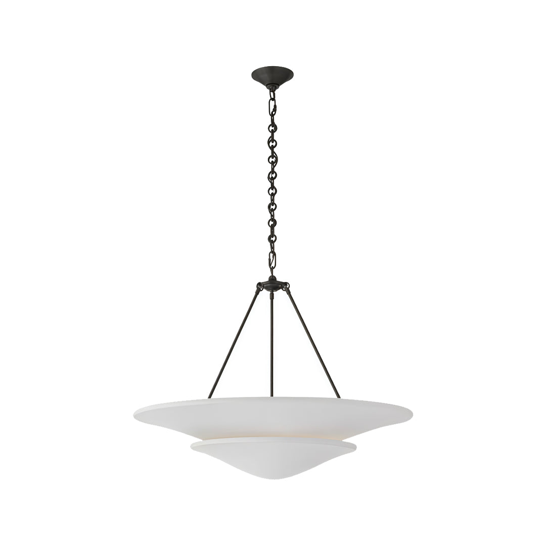 Auréline white plaster chandelier with copper frame in a modern interior