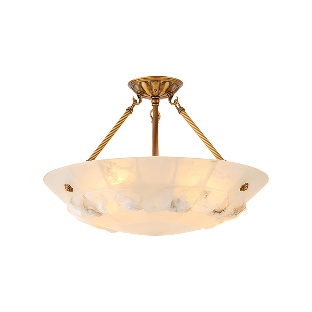 Auréline chandelier installed in a contemporary dining room, casting warm ambient light