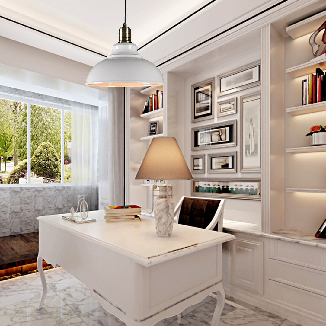 Aureon dome ceiling pendant in white, clean modern silhouette, kitchen and dining lighting
