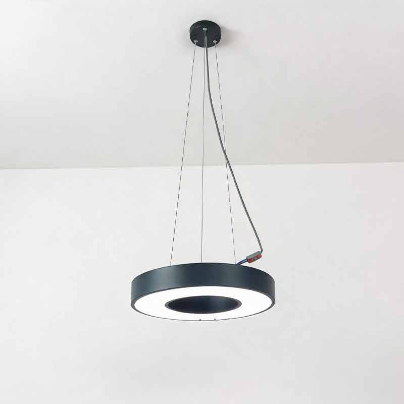 Aureon ring pendant light black finish, modern office and gym lighting