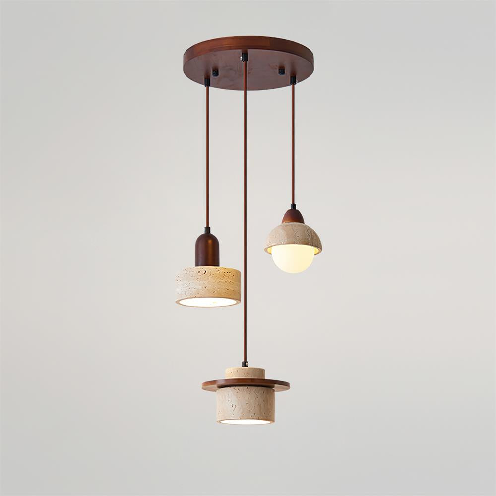 Selora Multi-Light Travertine Pendant Set