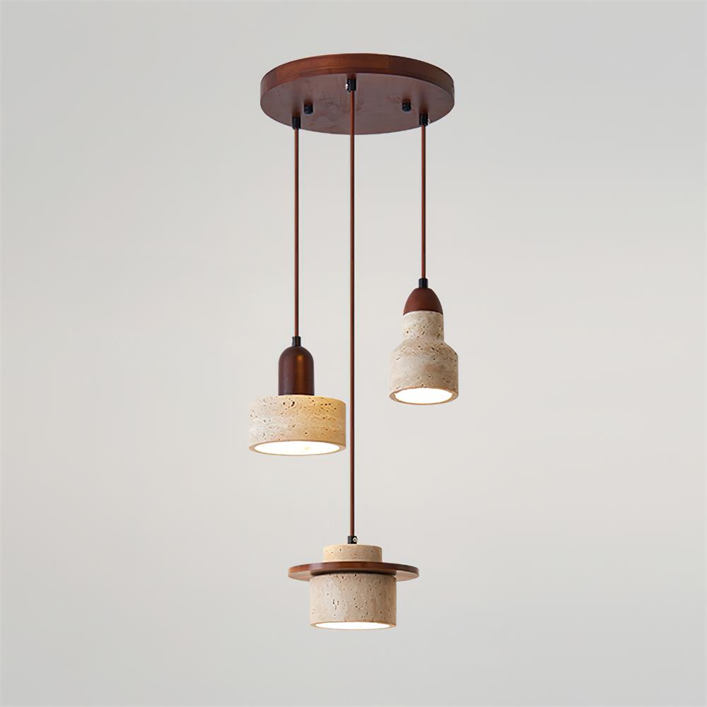Selora Multi-Light Travertine Pendant Set