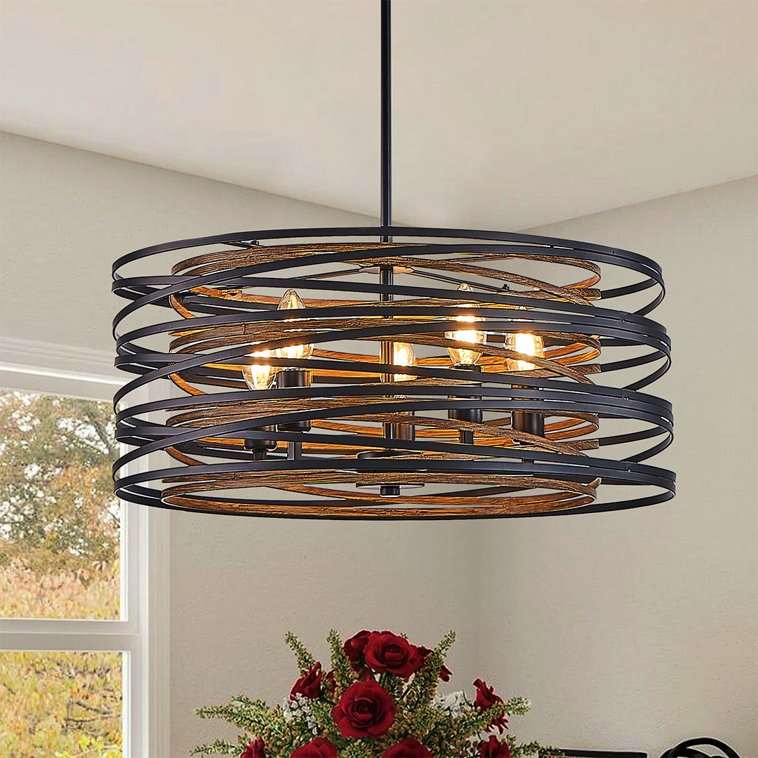Aureon black iron cage ceiling pendant light product detail view
