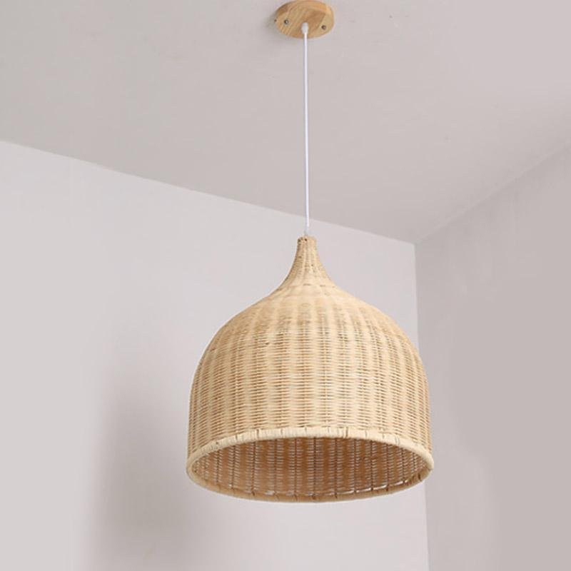Aureon large 25-inch rattan pendant light in a contemporary open-plan dining room