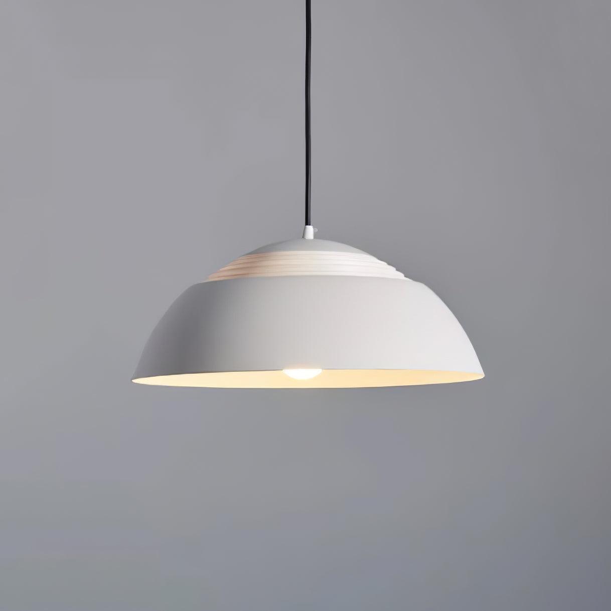 Vantara ridged pendant light in matte black close-up of fluted shade detail and finish