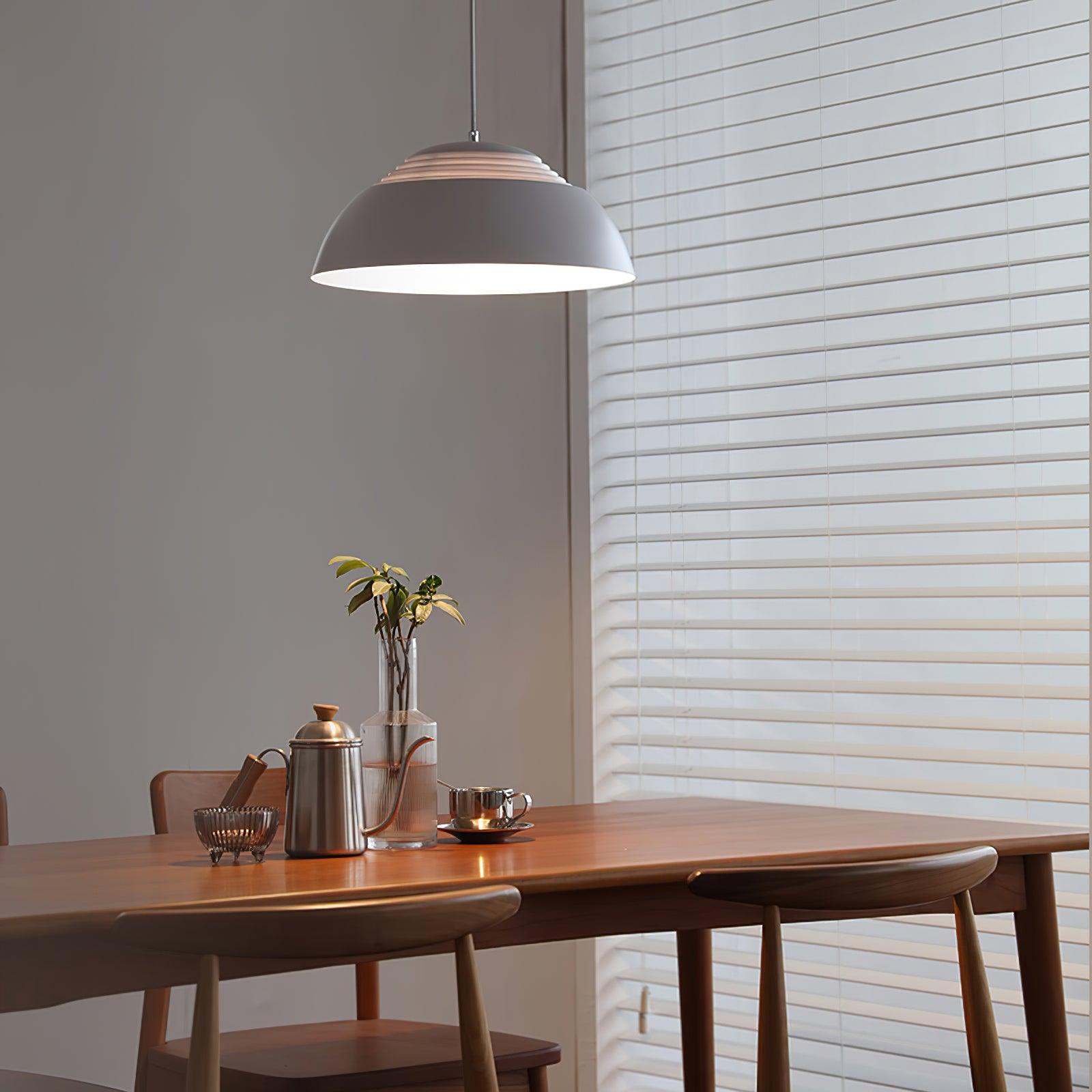 Vantara aluminium pendant light showing ceiling canopy and adjustable cable in close detail