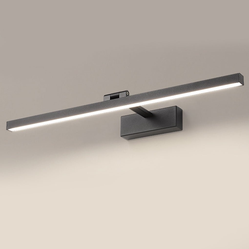 Sleek modern LED bath bar vanity light in white finish above bathroom mirror