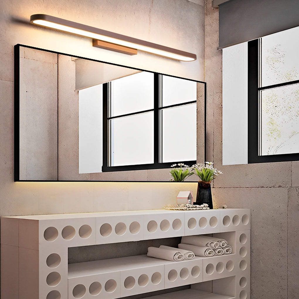 Viora LED vanity bar light in an industrial-style bathroom interior