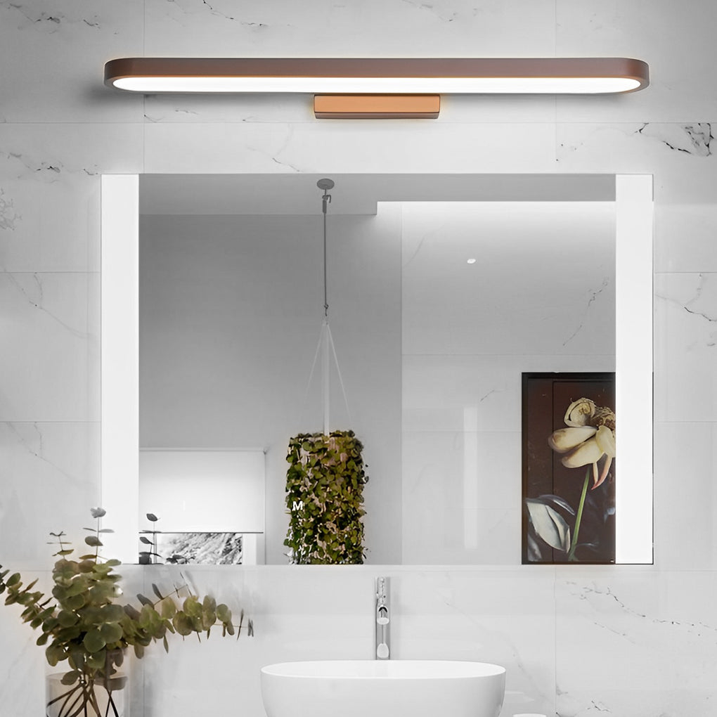Viora ring LED mirror light in a minimalist white bathroom vanity setting