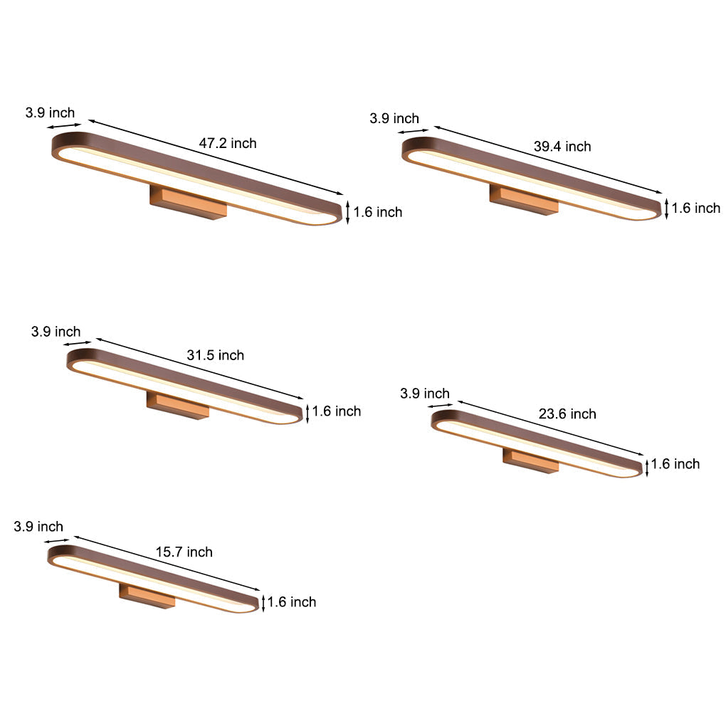 Viora LED vanity light size and dimensions chart showing all five length options