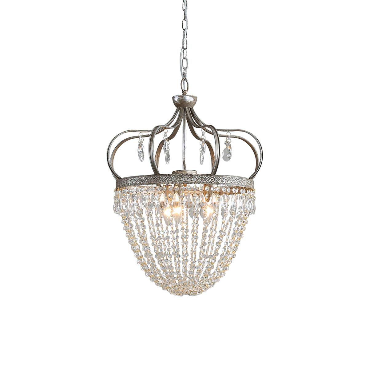 Vantara chandelier small size D 27 cm in antique silver, side view