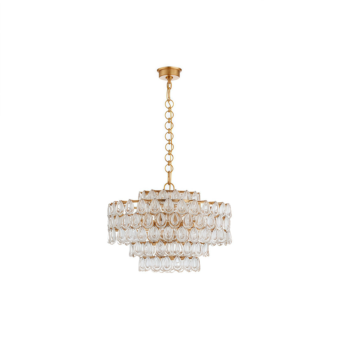 Auréline crystal ring chandelier with copper frame, modern ceiling light with glass pendants