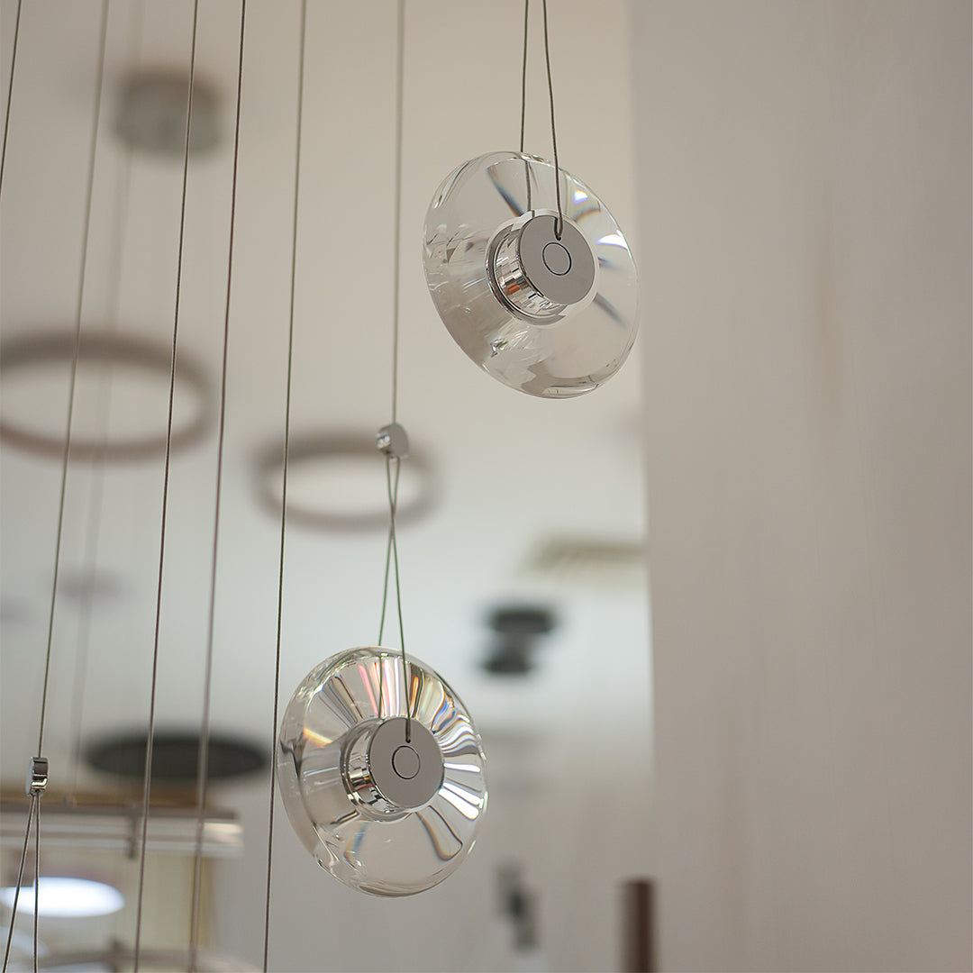 Aureon minimal clear pendant ceiling light in a clean modern interior