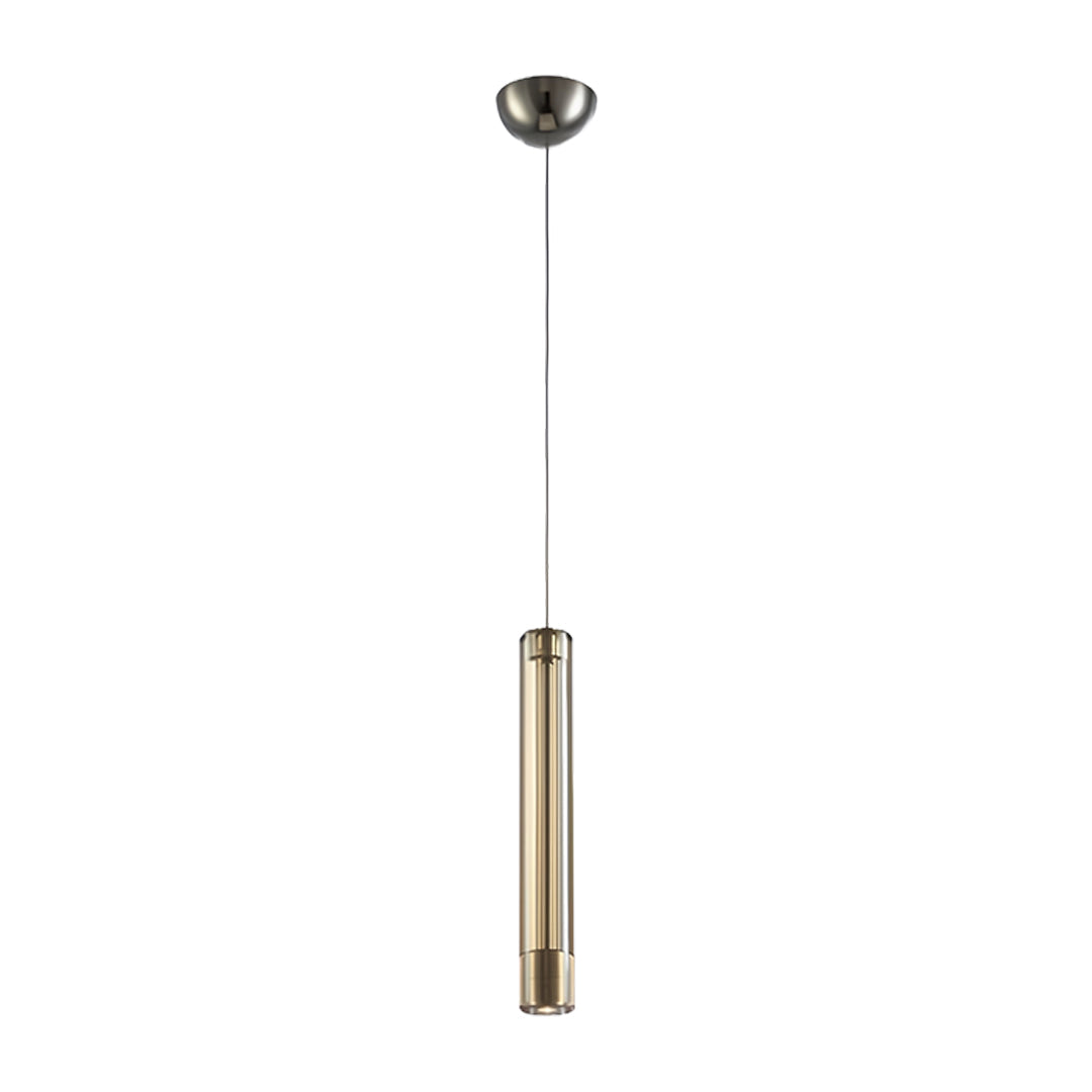 Contemporary linear crystal pendant light in a modern living space