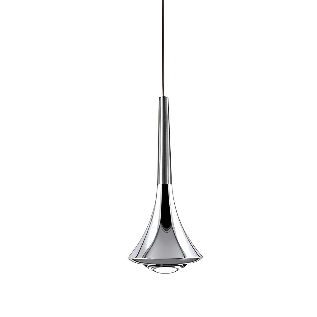 Aureon teardrop mini pendant light in polished chrome finish, contemporary ceiling light