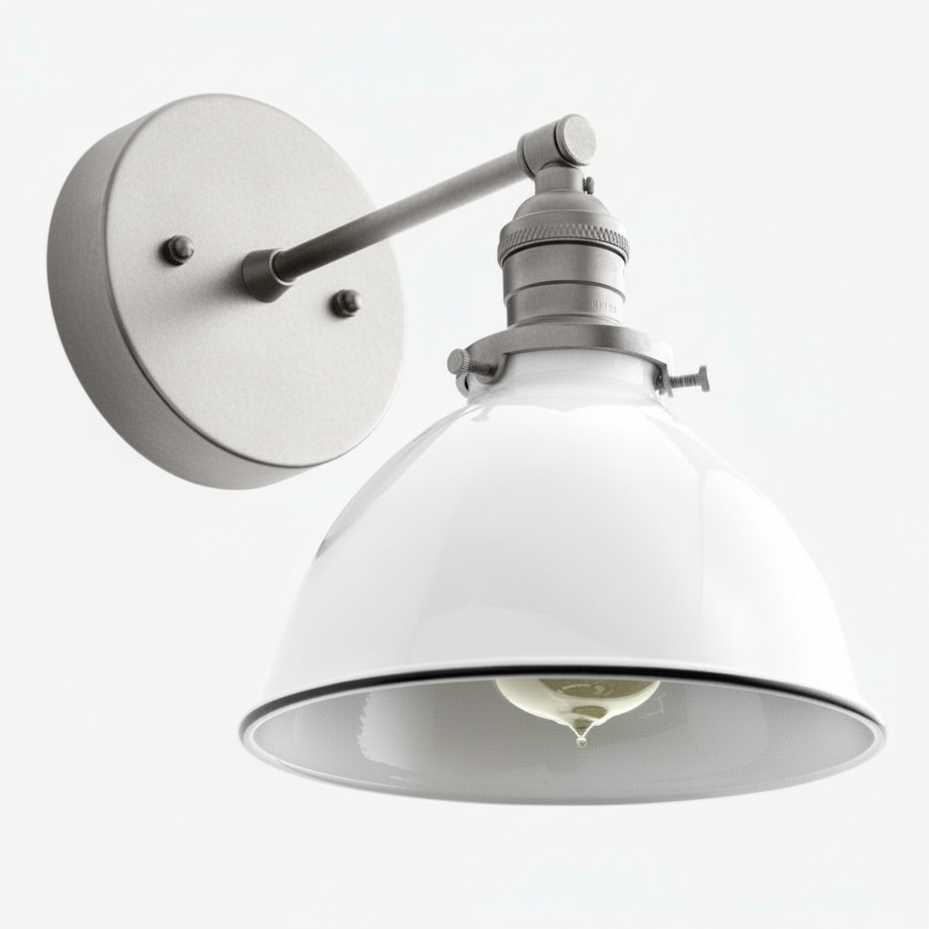 Vantara Conique Wall Sconce – White Metal Shade Light for Modern Interiors