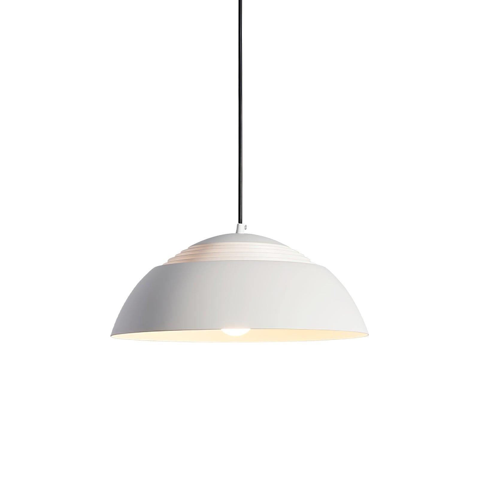 Vantara 37.5 cm drum pendant light in matte white in a minimalist modern hallway