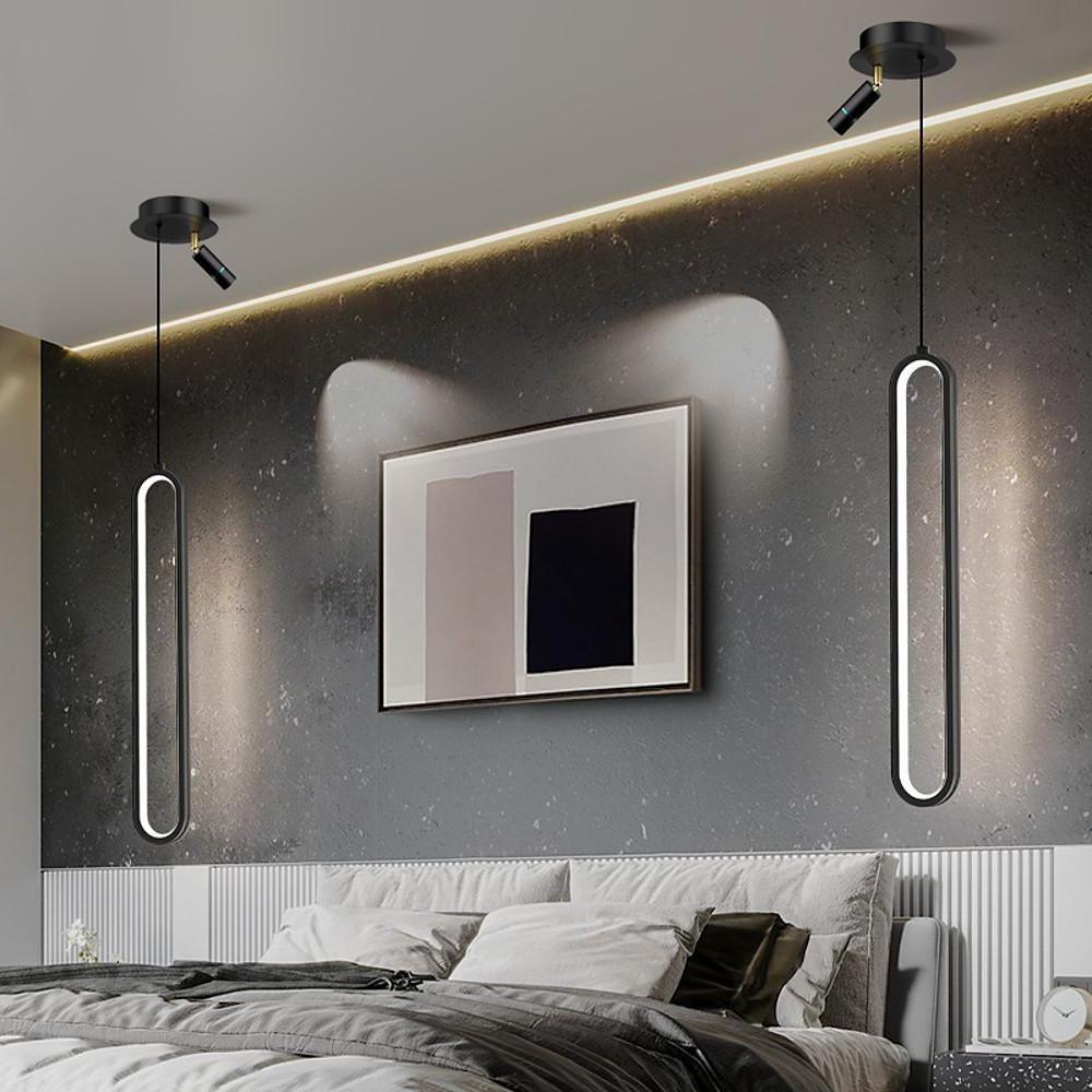 Aureon pendant light side profile showing slim rectangular body and adjustable cord, gold finish