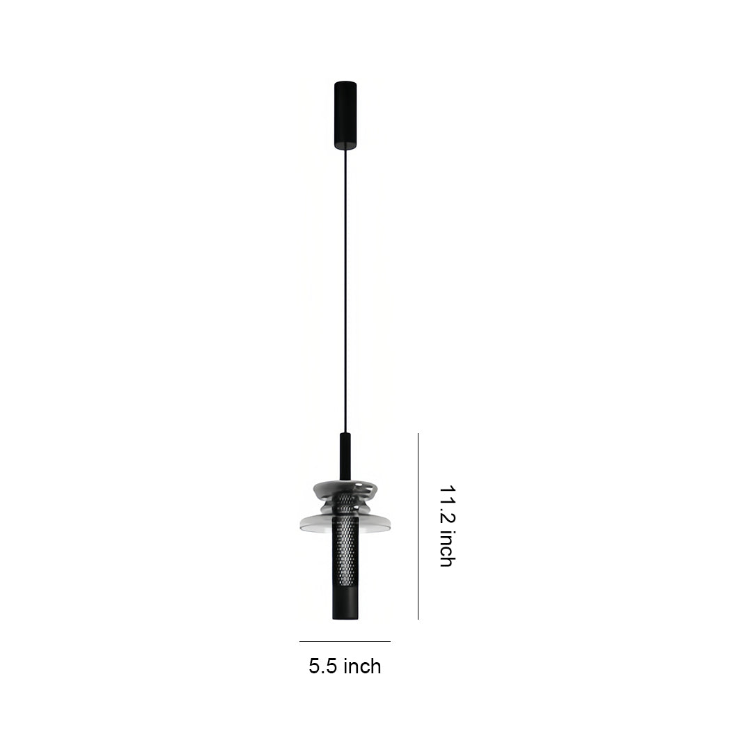 Aureon glass pendant light technical specifications diagram showing dimensions and components