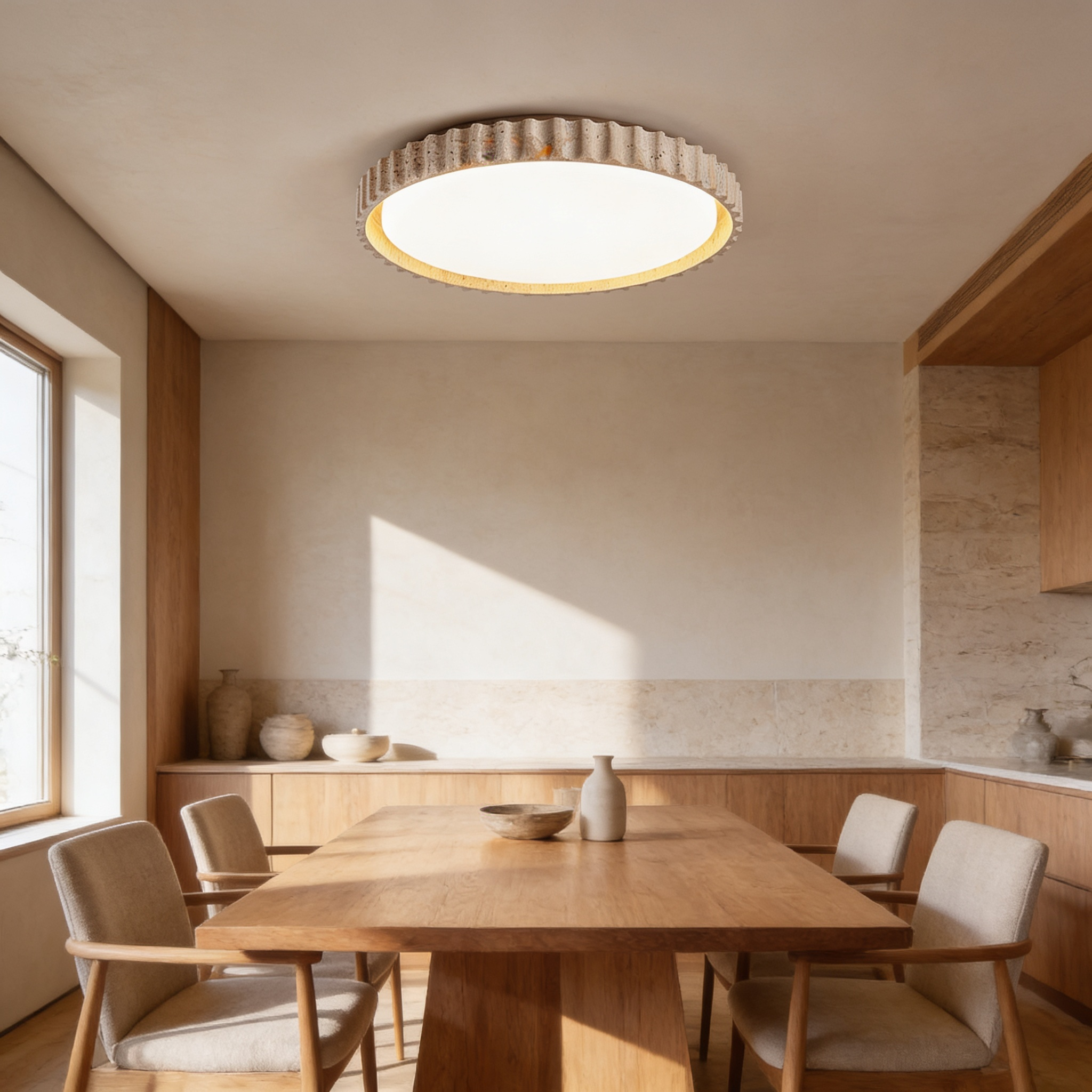 Mira Travertine Ring Ceiling Light