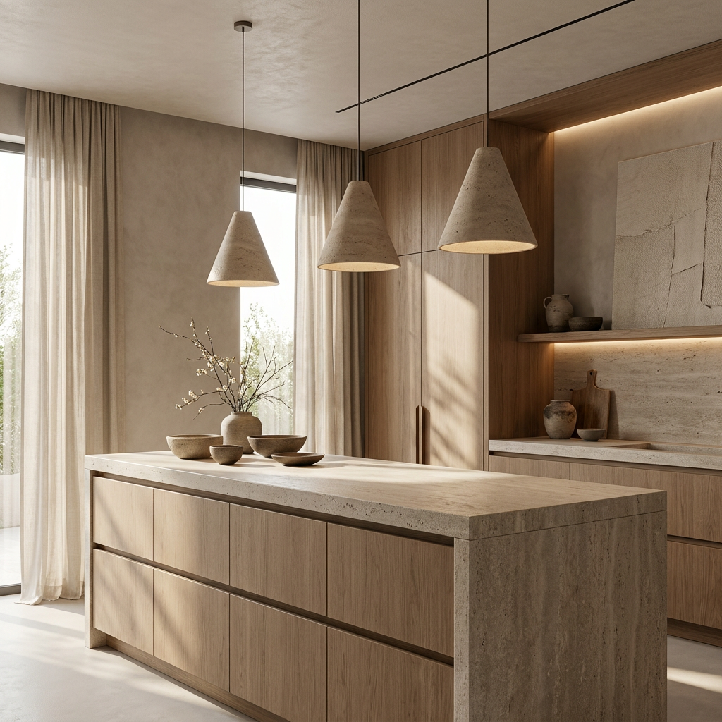 Valina Conical Travertine Pendant Light