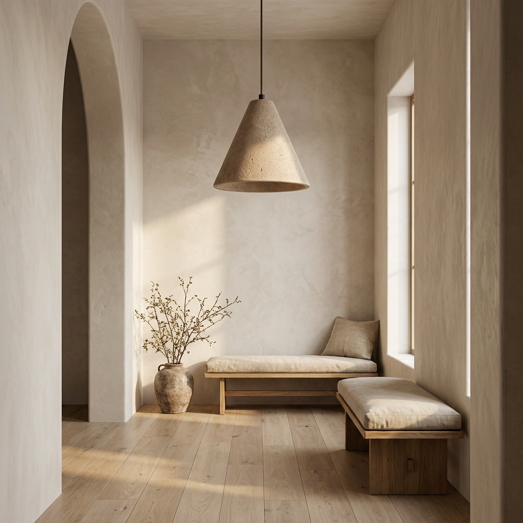 Valina Conical Travertine Pendant Light