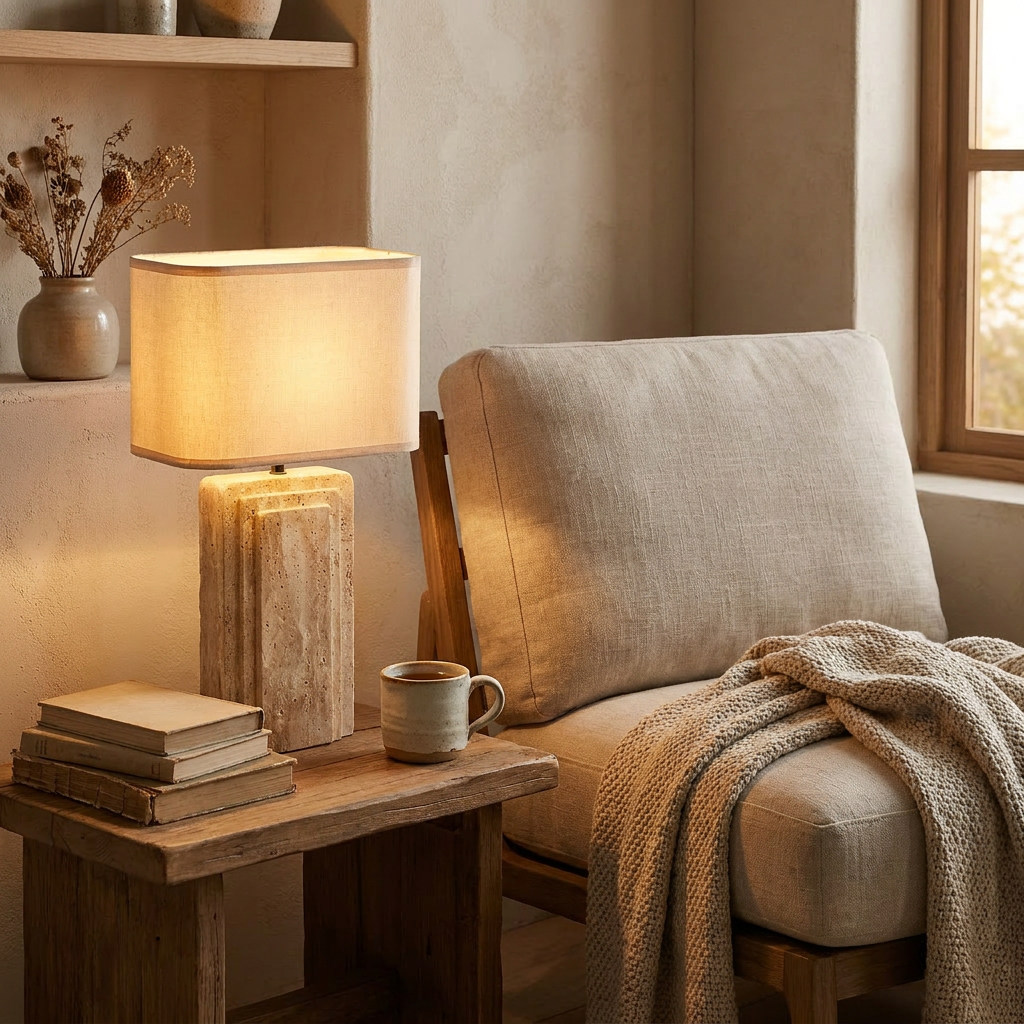 Elira Travertine Table Lamp