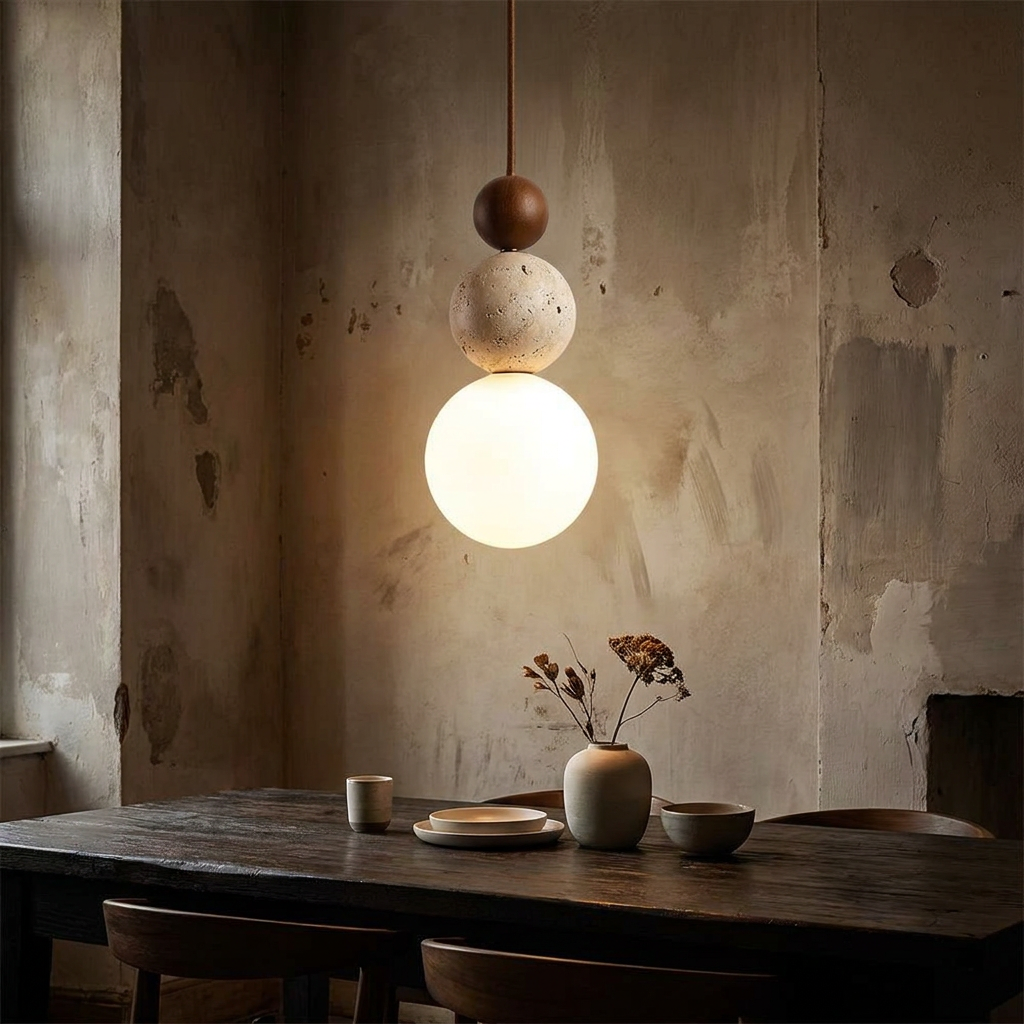 Alina Travertine Globe Pendant Light