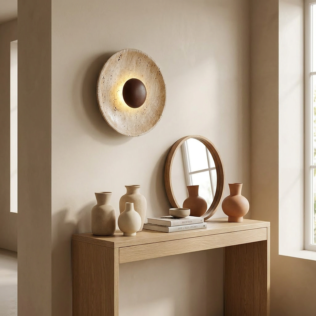 Solene Sun Travertine Wall Lamp