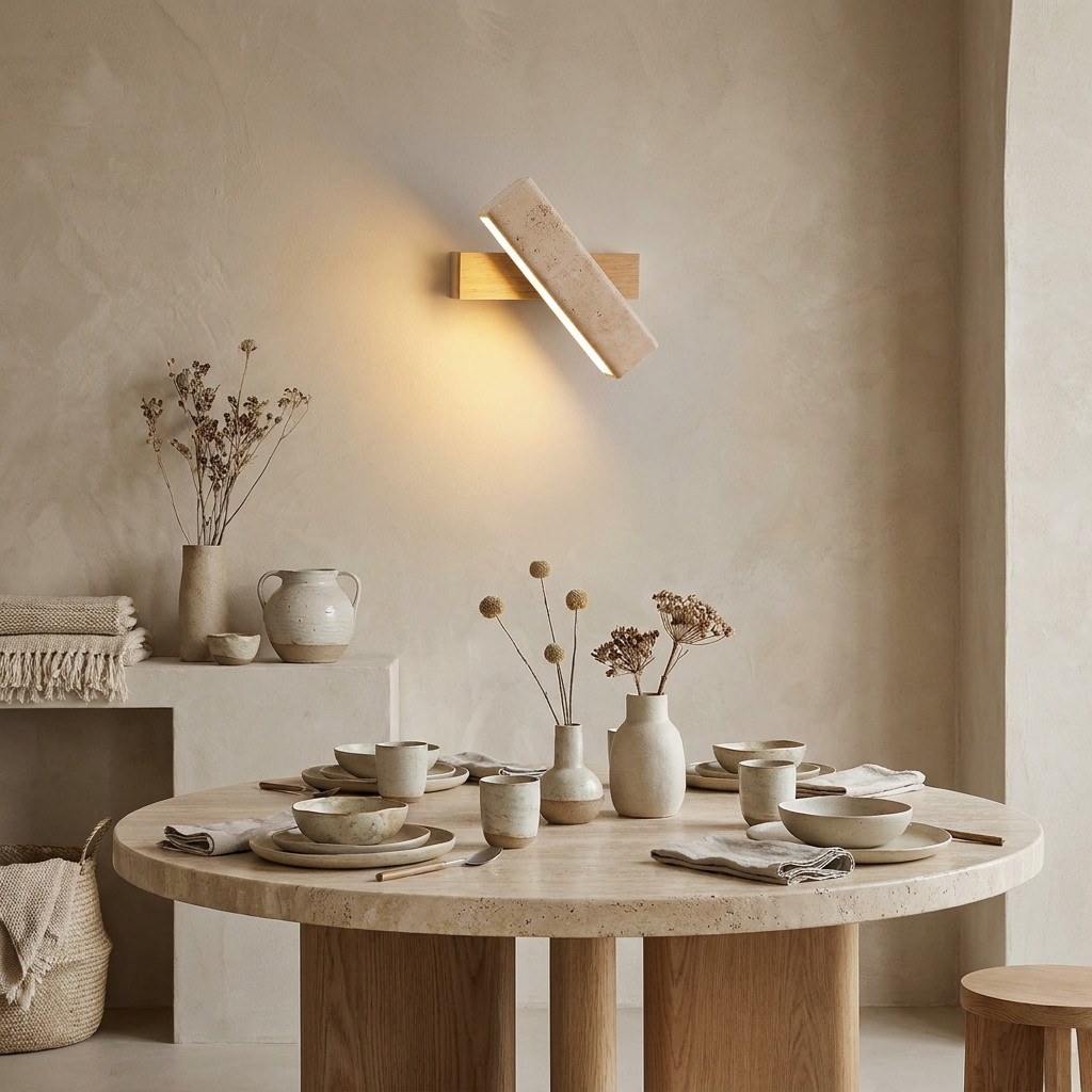 Aurelia Travertine Rotating Wall Light