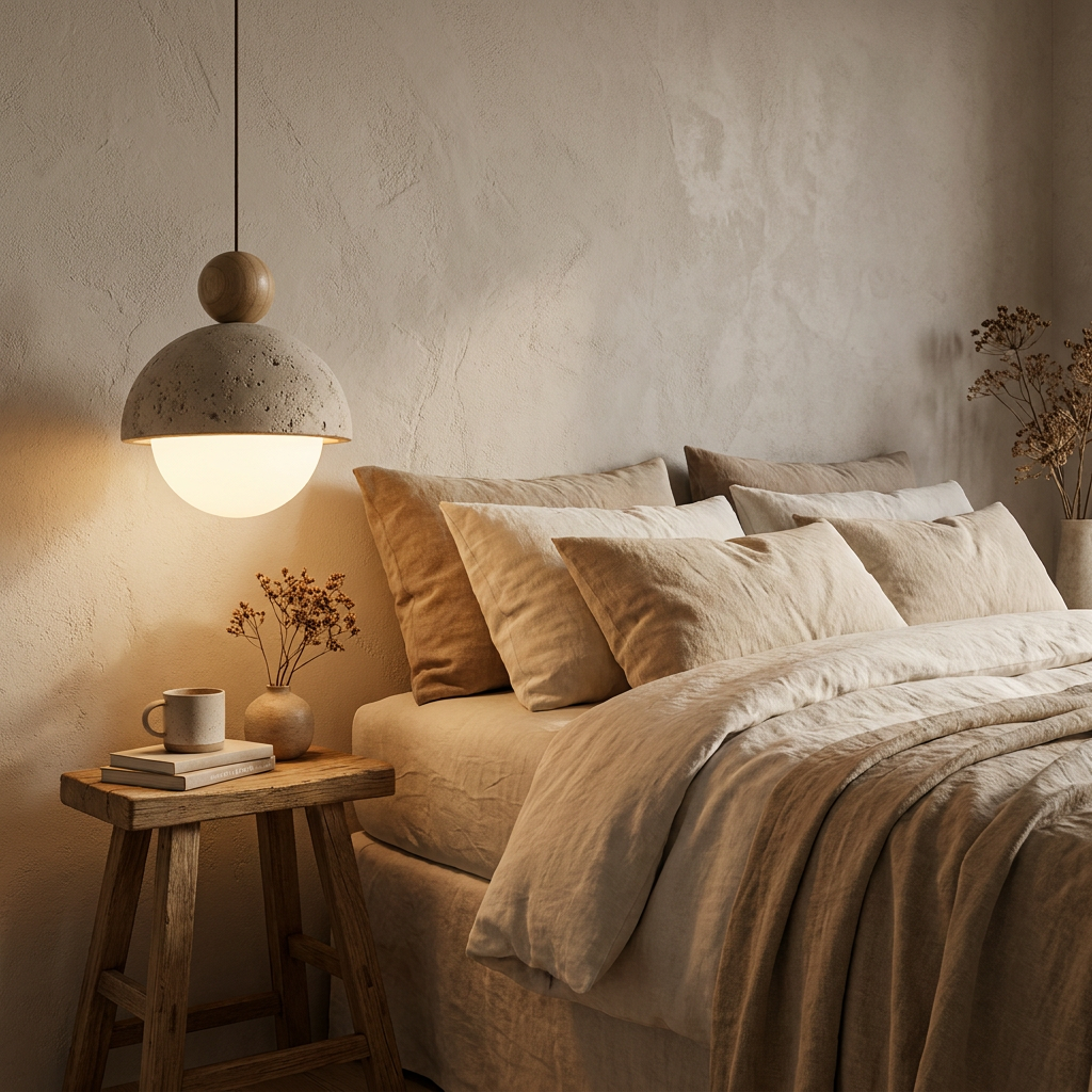 Renji Wabi-Sabi Travertine Dome Pendant Light