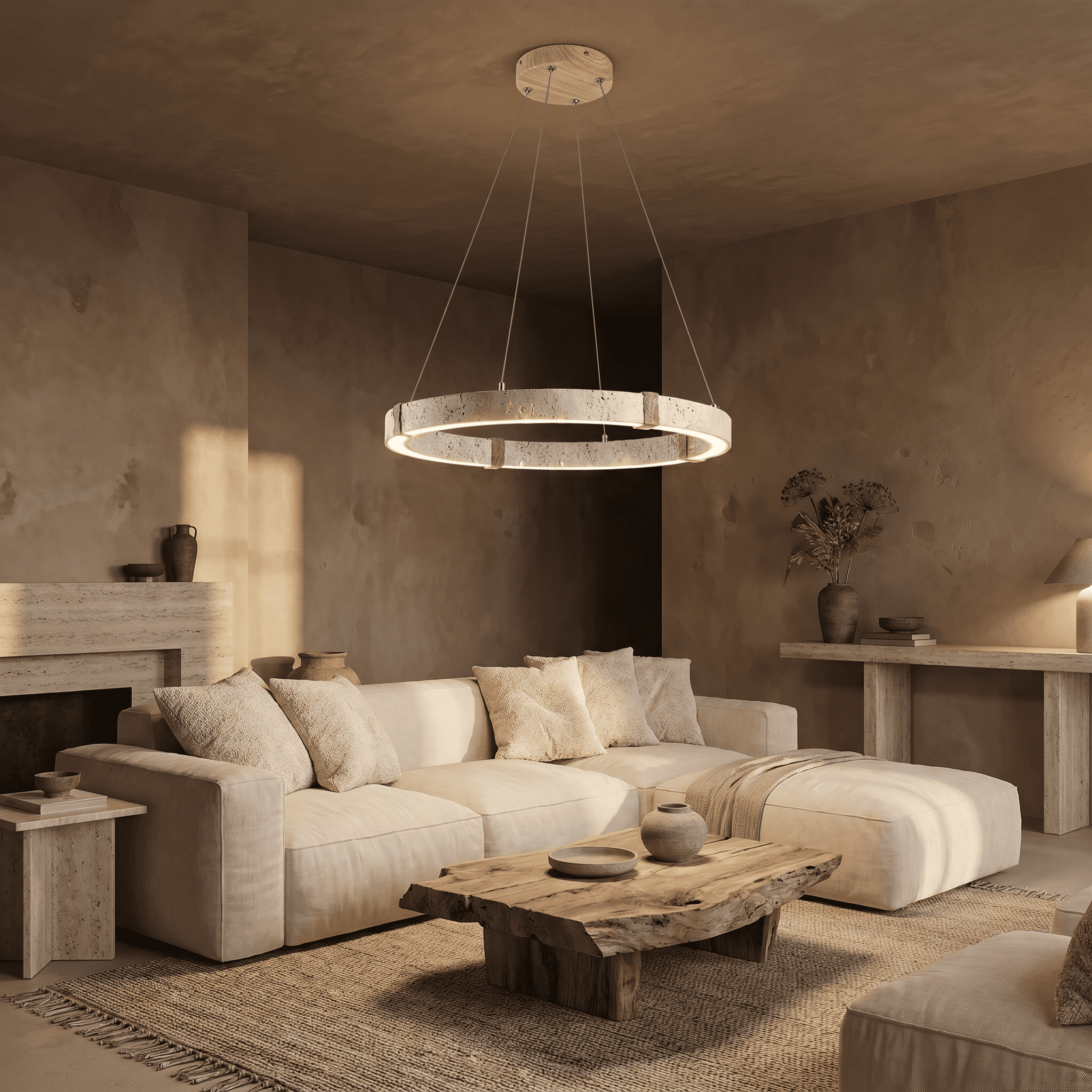 Keiro Travertine Ring Chandelier