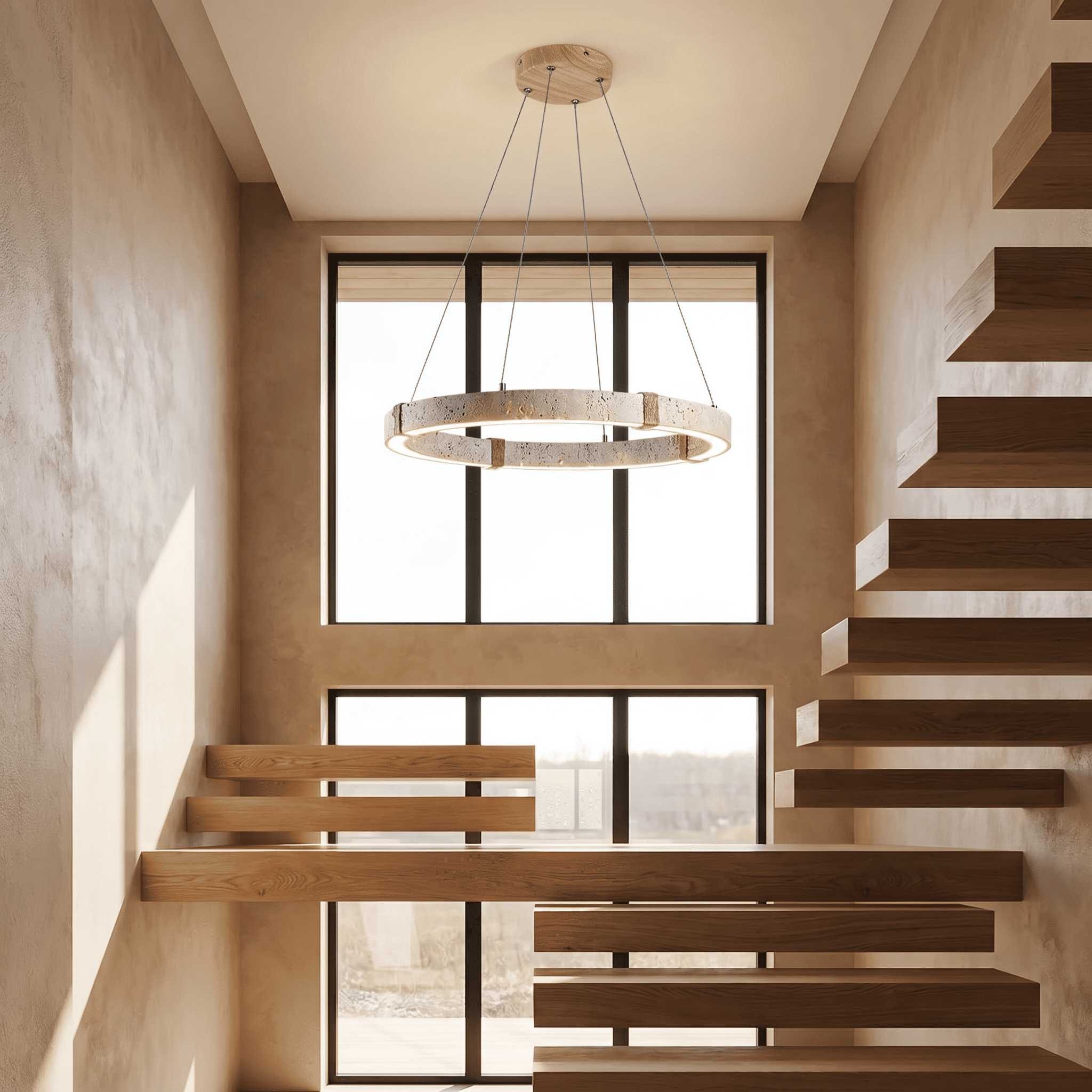 Keiro Travertine Ring Chandelier