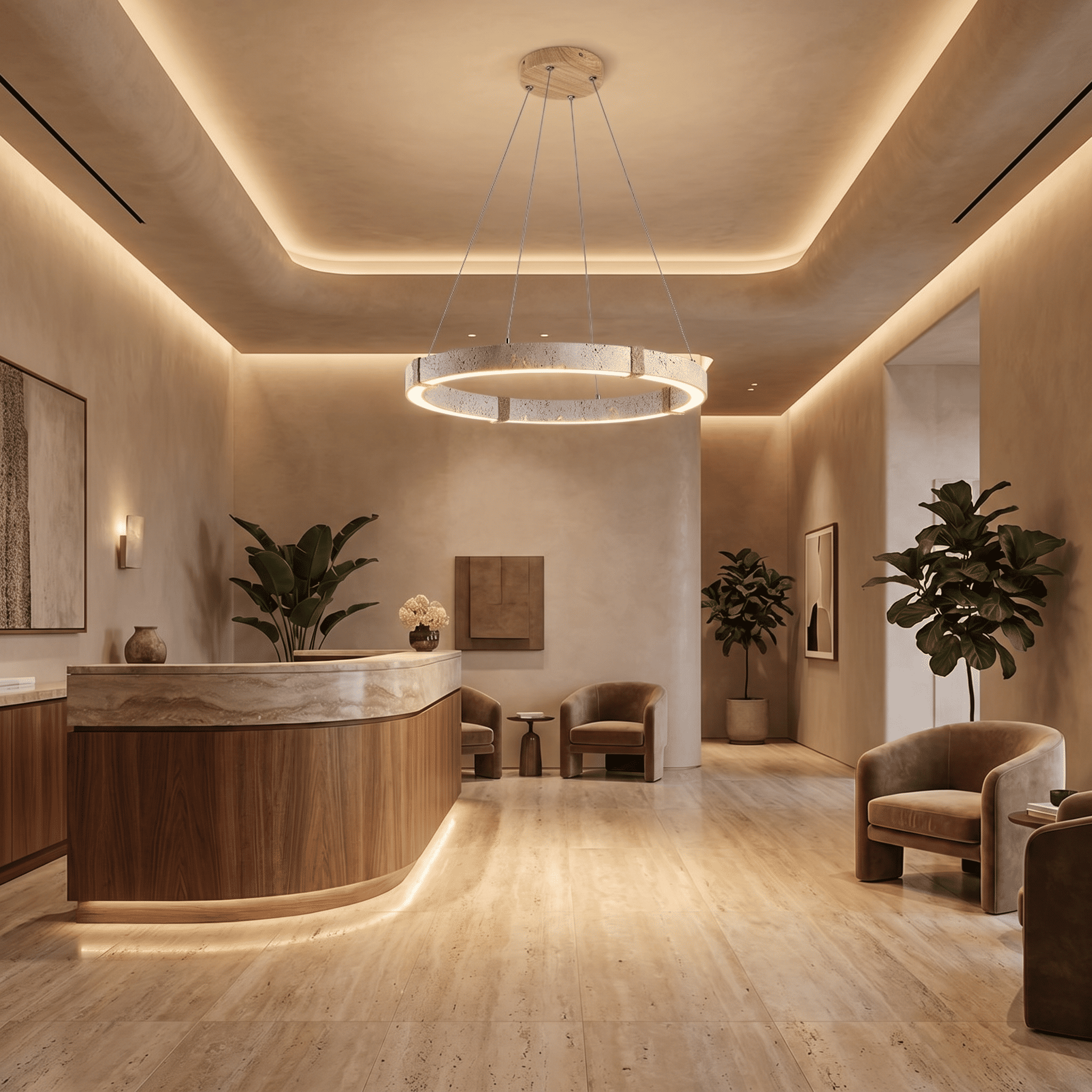 Keiro Travertine Ring Chandelier